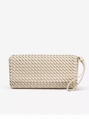 Zara Woven Flap Crossbody Bag in Light Beige